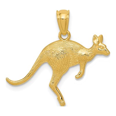 14K Yellow Gold Textured Kangaroo Pendant
