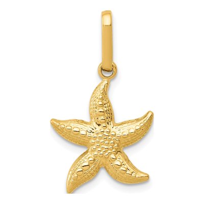 14K Yellow Gold Textured Starfish Pendant