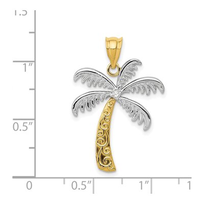 14K Yellow Gold Diamond Palm Tree Pendant – view 4