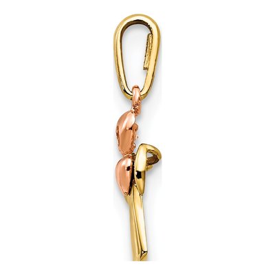 14K Two-Tone Gold CZ Cross Heart Pendant – view 3