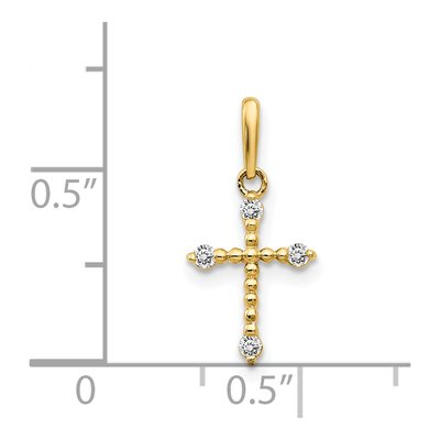 14K Yellow Gold CZ Cross for Kids Pendant – view 4