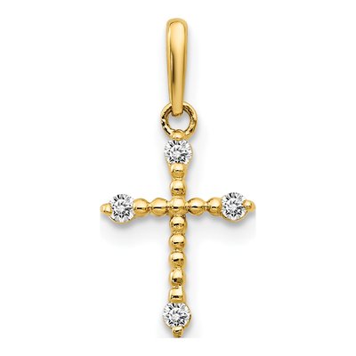 14K Yellow Gold CZ Cross for Kids Pendant