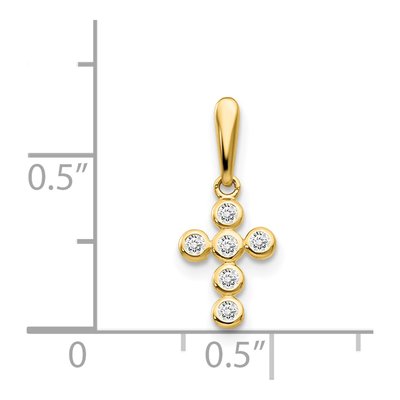 14K Yellow Gold CZ Cross for Kids Pendant – view 4