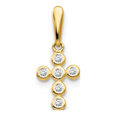 14K Yellow Gold CZ Cross for Kids Pendant