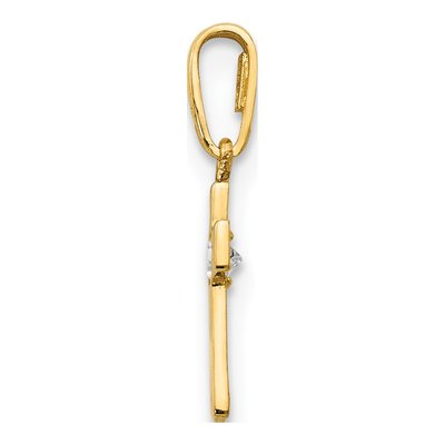 14K Yellow Gold CZ Cross for Kids Pendant – view 2