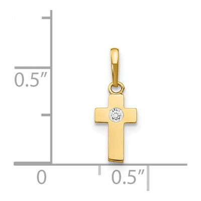 14K Yellow Gold CZ Cross for Kids Pendant – view 3