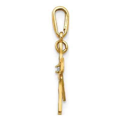 14K Yellow Gold CZ Cross for Kids Pendant – view 3