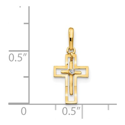 14K Yellow Gold CZ Cross for Kids Pendant – view 4