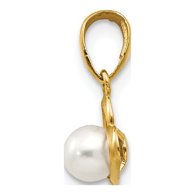 14K Yellow Gold Freshwater Cultured Pearl Heart for Kids Pendant – view 2