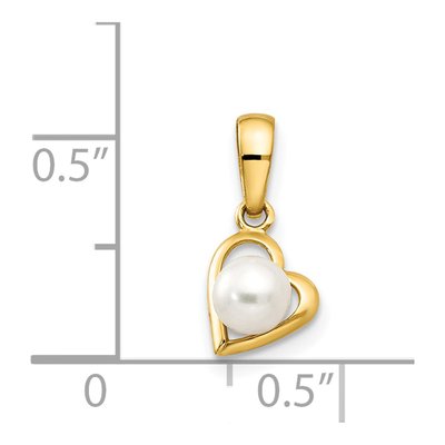 14K Yellow Gold Freshwater Cultured Pearl Heart for Kids Pendant – view 3