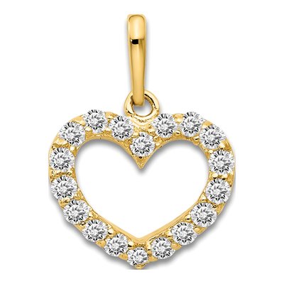14K Yellow Gold CZ Children's Heart Pendant