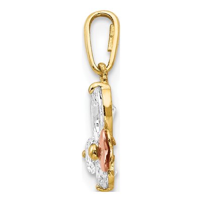 14K Two-Tone Gold CZ Butterfly Kids' Pendant – view 2