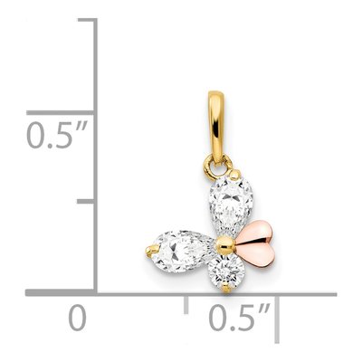 14K Two-Tone Gold CZ Butterfly Kids' Pendant – view 3