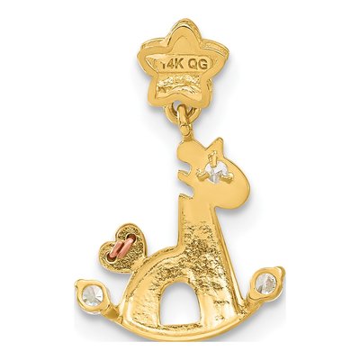 14K Two-Tone Gold CZ Rocking Horse Pendant – view 3