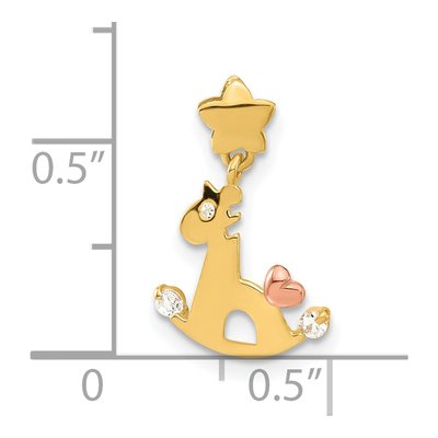 14K Two-Tone Gold CZ Rocking Horse Pendant – view 4