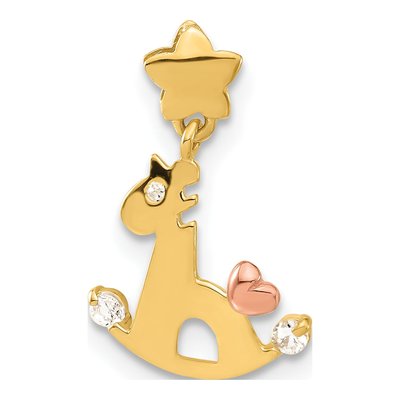 14K Two-Tone Gold CZ Rocking Horse Pendant