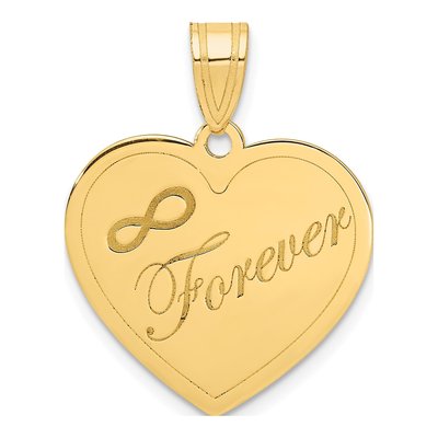 14K Yellow Gold Infinity Forever Heart Pendant