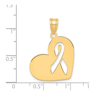 14K Yellow Gold Heart Awareness Ribbon Charm – view 4