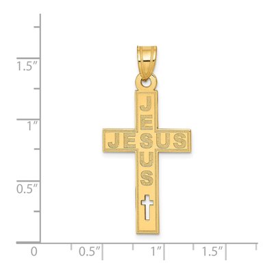 14K Yellow Gold Laser-Cut Jesus Cross Charm – view 4