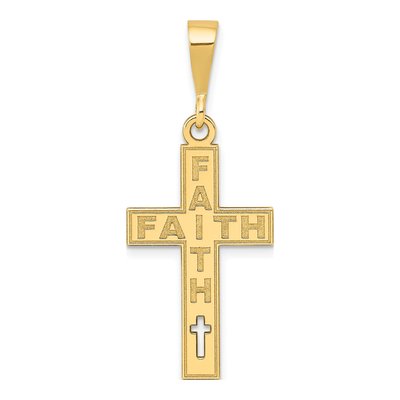 14K Yellow Gold Faith Cross Pendant
