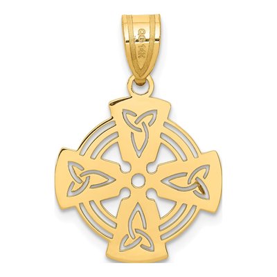 14K Yellow Gold Laser-Cut Celtic Cross Charm – view 5