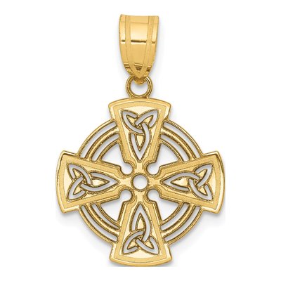 14K Yellow Gold Laser-Cut Celtic Cross Charm