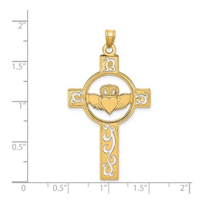 14K Yellow Gold Claddagh Cross Pendant – view 4