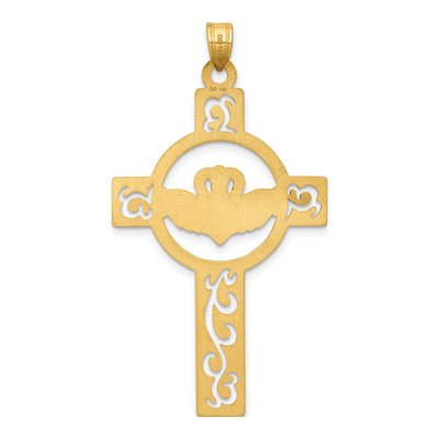 14K Yellow Gold Claddagh Cross Pendant – view 5