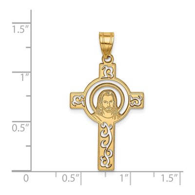 14K Yellow Gold Jesus Face Cross Charm – view 4