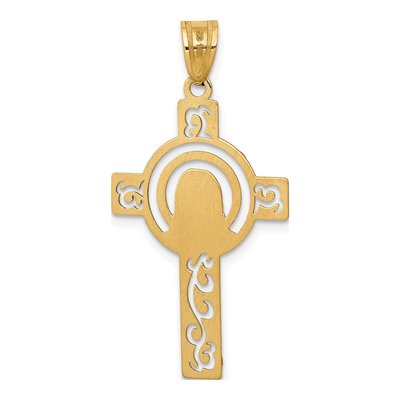 14K Yellow Gold Jesus Face Cross Charm – view 5