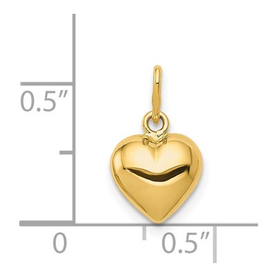14K Yellow Gold Puffed Heart Charm – view 4