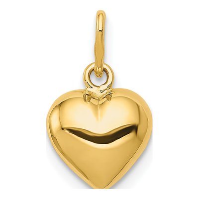 14K Yellow Gold Puffed Heart Charm