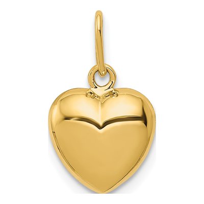 14K Yellow Gold Puffed Heart Charm