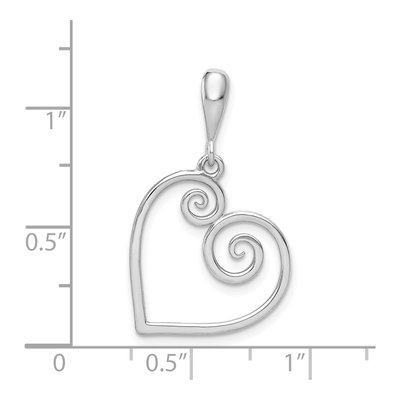 14K White Gold Swirl Heart Pendant – view 4