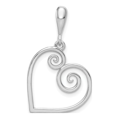 14K White Gold Swirl Heart Pendant