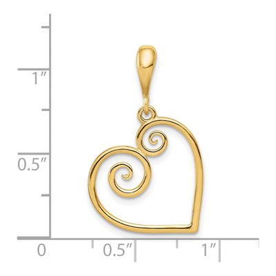 14K Yellow Gold Swirl Heart Pendant – view 4