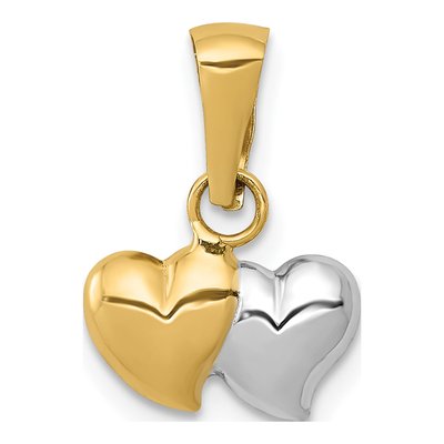 14K Yellow Gold Double Heart Pendant