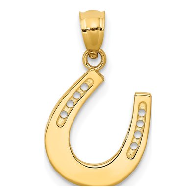 14K Yellow Gold Horseshoe Pendant