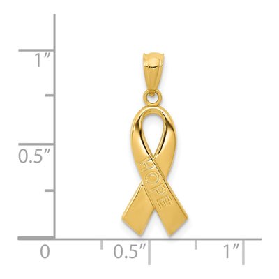 14K Yellow Gold HOPE Awareness Ribbon Pendant – view 4