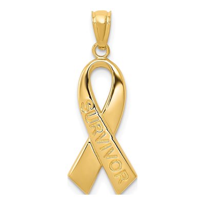 14K Yellow Gold Survivor Ribbon Pendant