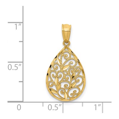 14K Yellow Gold Filigree Teardrop Pendant – view 4