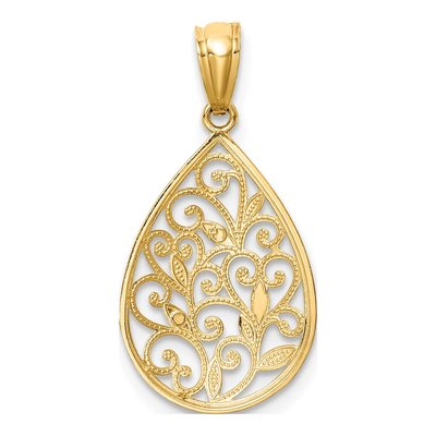 14K Yellow Gold Filigree Teardrop Pendant – view 5
