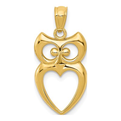 14K Yellow Gold Cut-Out Owl Pendant