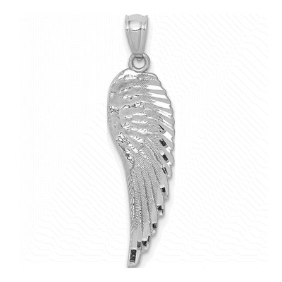 14K White Gold Angel Wing Pendant