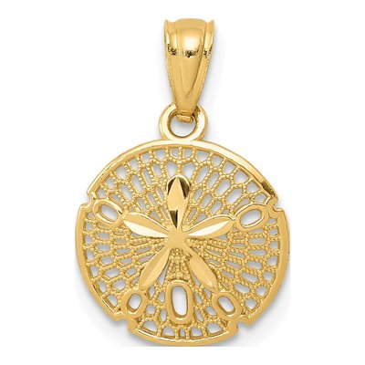 14K Yellow Gold Filigree Sand Dollar Pendant