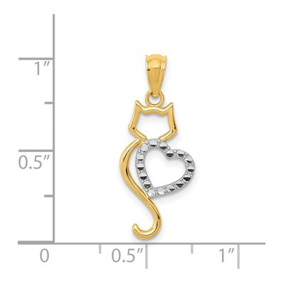 14K Yellow Gold Cat Heart Pendant – view 4