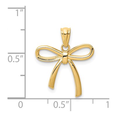 14K Yellow Gold Ribbon Bow Pendant – view 4
