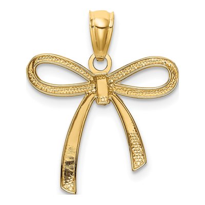 14K Yellow Gold Ribbon Bow Pendant – view 5