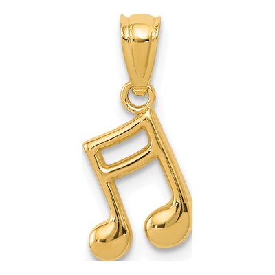 14K Yellow Gold Music Note Pendant