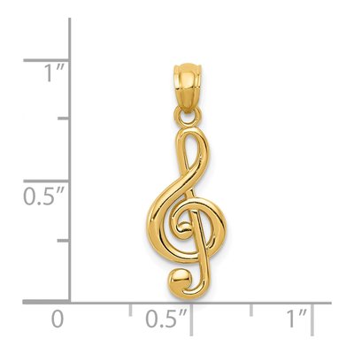 14K Yellow Gold Treble Clef for Musicians Pendant – view 4